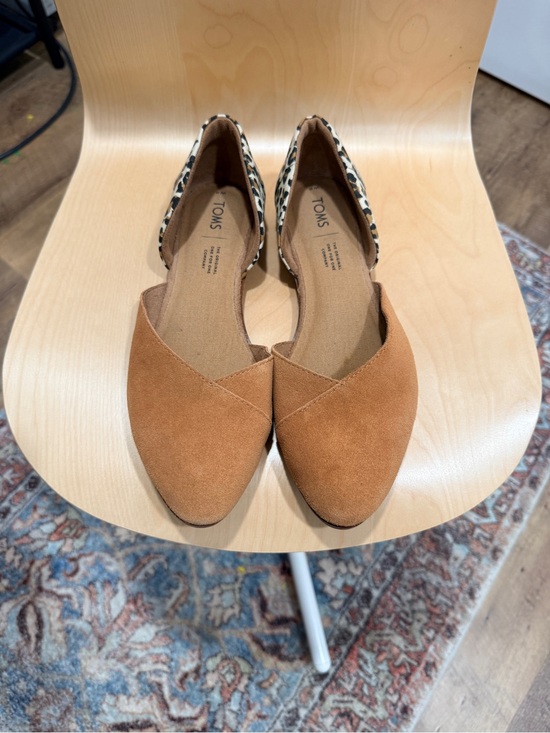 Toms Shoes - TOMS Women's Tan Suede D'Orsay Flats with Leopard-Print Heel Counter